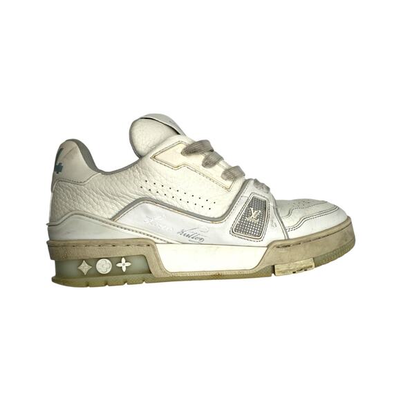 Louis Vuitton Leather Lace Up LV Trainer Sneaker White Size 3.5 - Picture 7 of 9